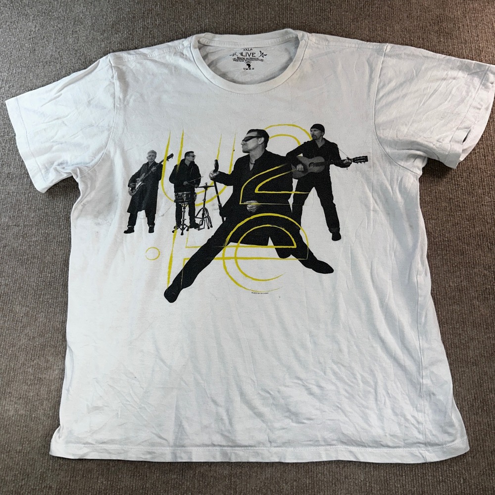 U2 Innocence Experience Tour 2015 Concert T-Shirt XL White Rock Band Graphic Tee